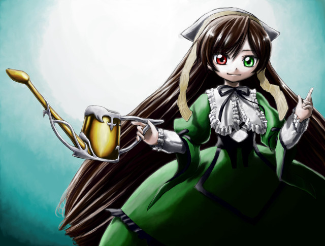 Cartoon woman green hat silhouette free wallpaper - medium preview image