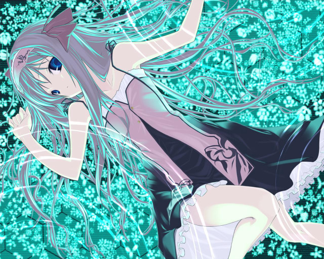 Alice floating anime holography blue free wallpaper - medium preview image