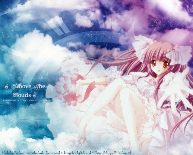 Anime girl cloud clock star free wallpaper - medium preview image