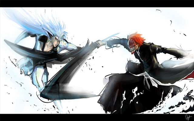 Anime battle red white hair free wallpaper - medium preview image