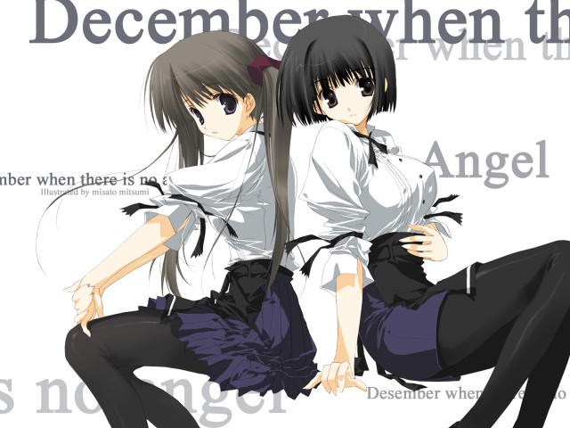 Angel december anime 2girls backtoback free wallpaper - medium preview image