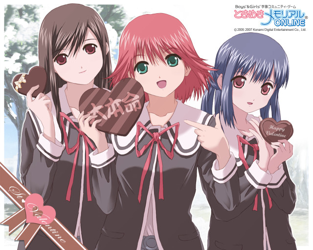 Three anime girls donuts tree free wallpaper - medium preview image