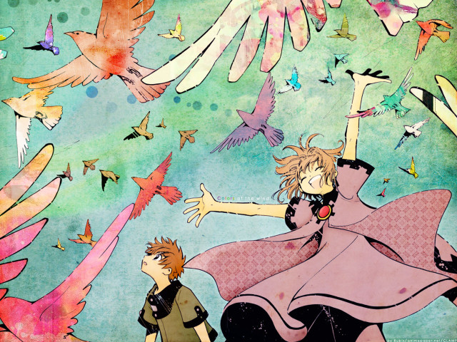 Painting man woman birds child free wallpaper - medium preview image
