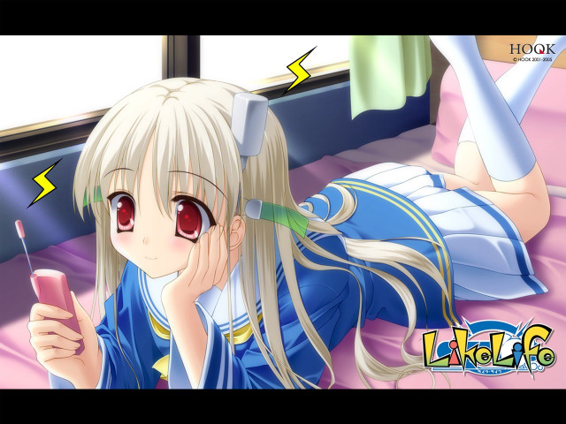 Girl bed cellphone lightning yayoi free wallpaper - medium preview image