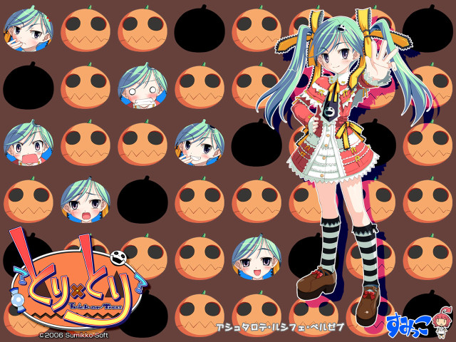 Girl costume expressions pumpkins circles free wallpaper - medium preview image