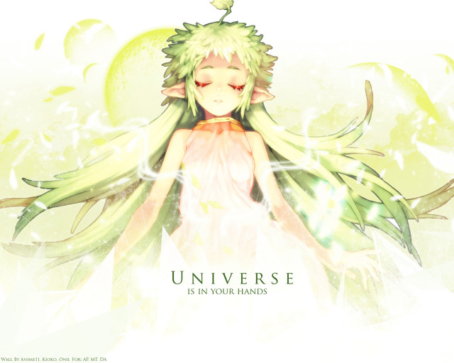 Green hair white dress elf free wallpaper - medium preview image