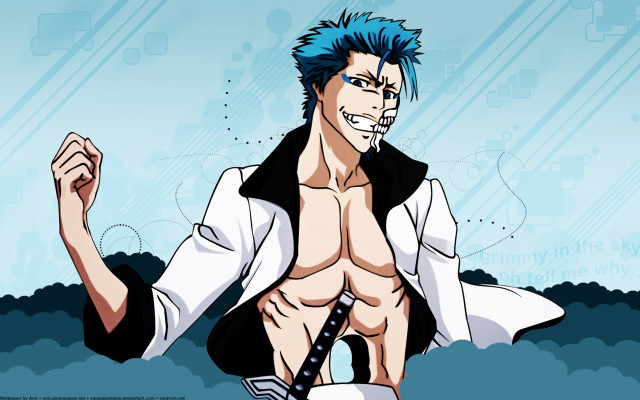 Blue haired man sword black free wallpaper - medium preview image