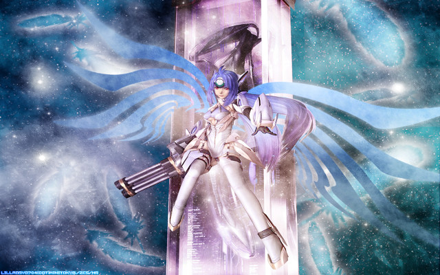 Anime girl space sword stars free wallpaper for desktop - medium preview image