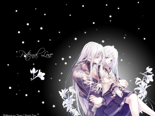 Anime hugging couple snow flower free wallpaper - medium preview image