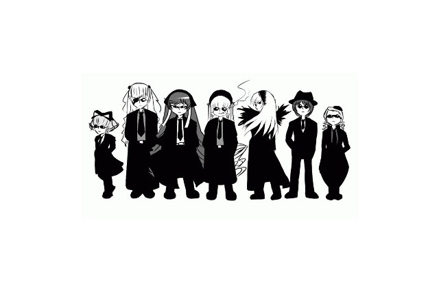 Black white group ghost line free wallpaper - medium preview image