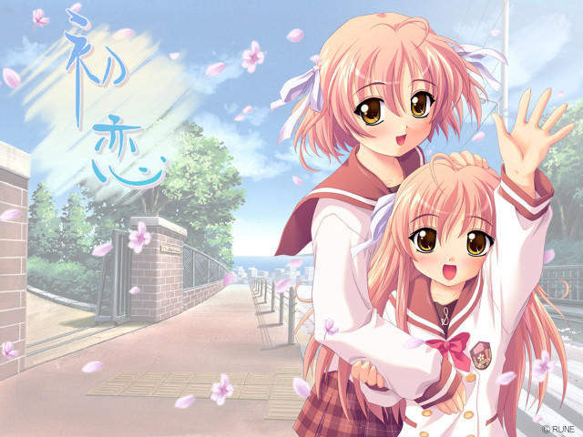 Anime girls gate trees flower free wallpaper - medium preview image