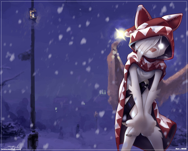 Cartoon cat scarf hat snow free wallpaper - medium preview image