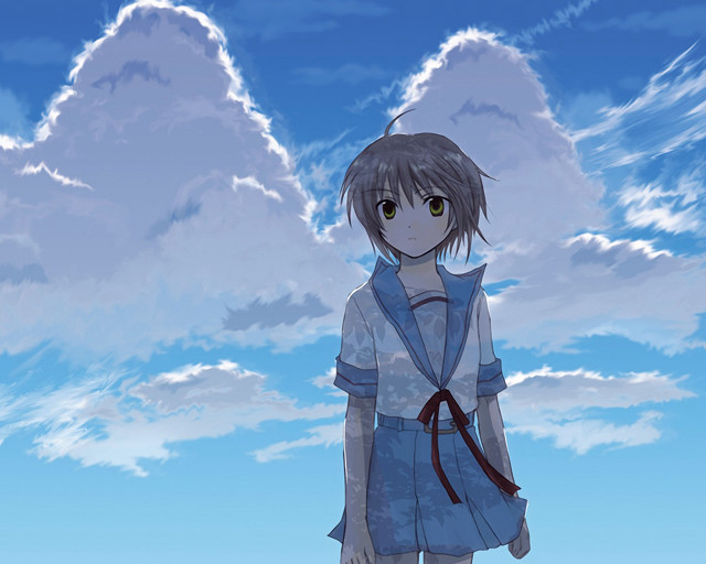 Girl cloudy sky blue dress free wallpaper - medium preview image