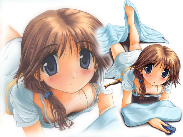 Girl blushing anime lying dress free wallpaper - medium preview image