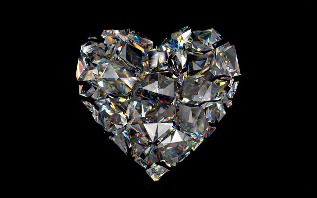 Heart shaped diamond black background free wallpaper - medium preview image