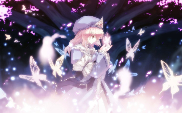 White dress girl butterflies purple free wallpaper - medium preview image