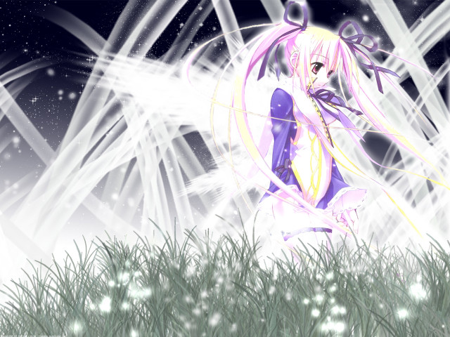 Anime girl field star moon free wallpaper - medium preview image