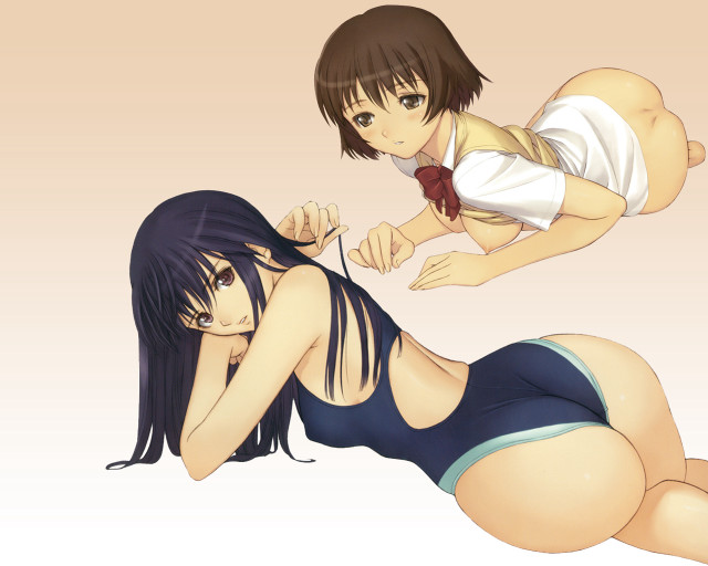 Anime couple gradient backsweat shortsuit free wallpaper - medium preview image