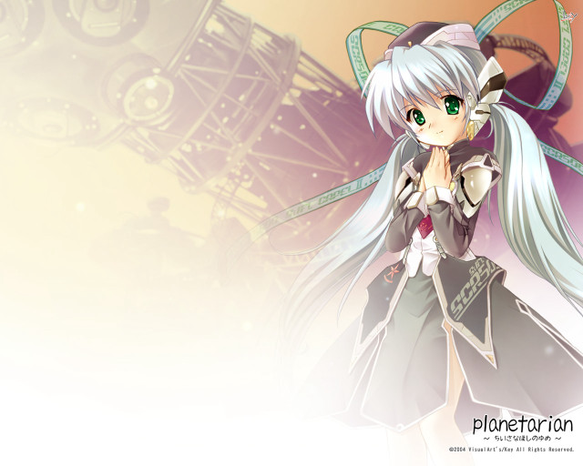 Anime girl white hair white free wallpaper - medium preview image