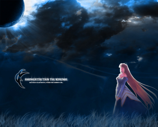 Woman field moon clouds bird free wallpaper - medium preview image