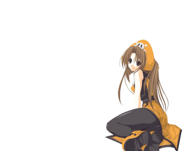 Woman hoodie yellow scarf anime free wallpaper - medium preview image