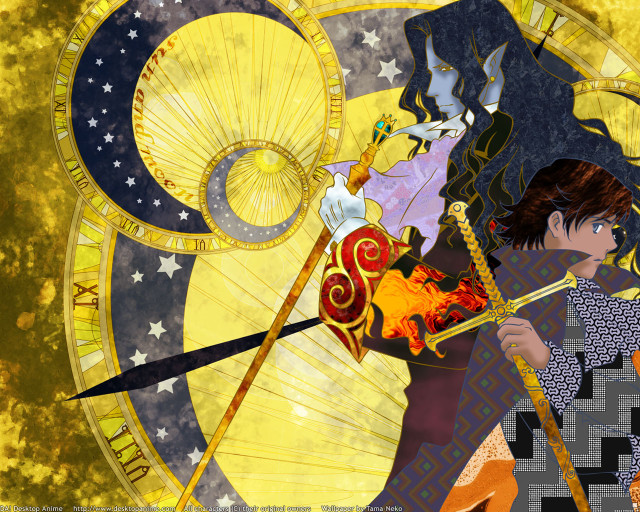 Woman sword shield clock fantasy free wallpaper - medium preview image