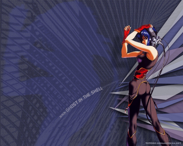 Futuristic woman cyberpunk sword bluebackground free wallpaper - medium preview image
