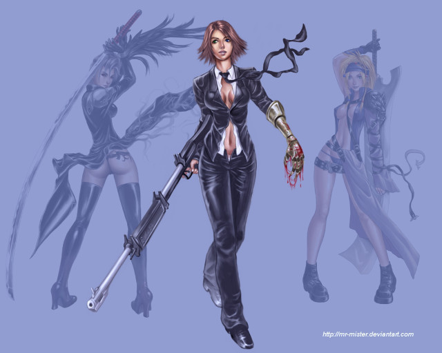 Woman suit knife sword cybernetics free wallpaper - medium preview image