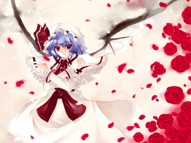 Blue haired ayaoko rokakku roses free wallpaper - medium preview image