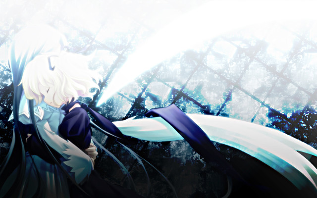 Anime girl white hair blue #10 free wallpaper - medium preview image
