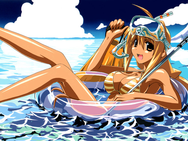 Woman bikini surfboard water anime free wallpaper - medium preview image