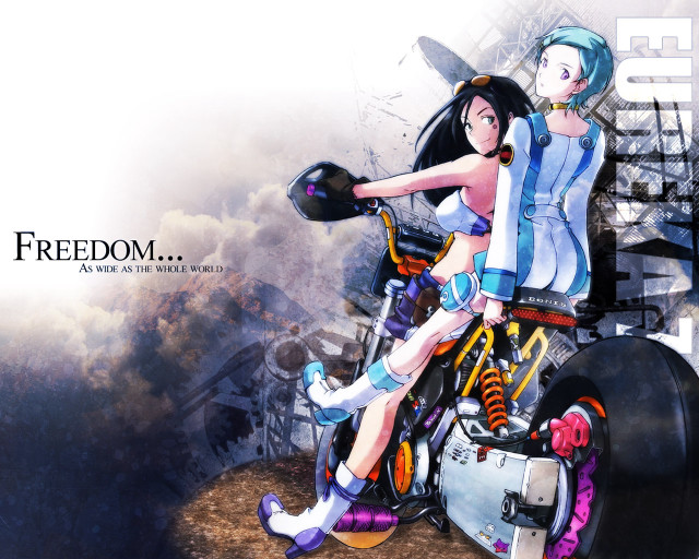 Cyberpunk anime motorcycle girls aqua free wallpaper - medium preview image