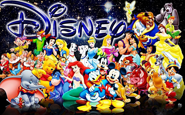 Disney cartoon characters black background free wallpaper - medium preview image