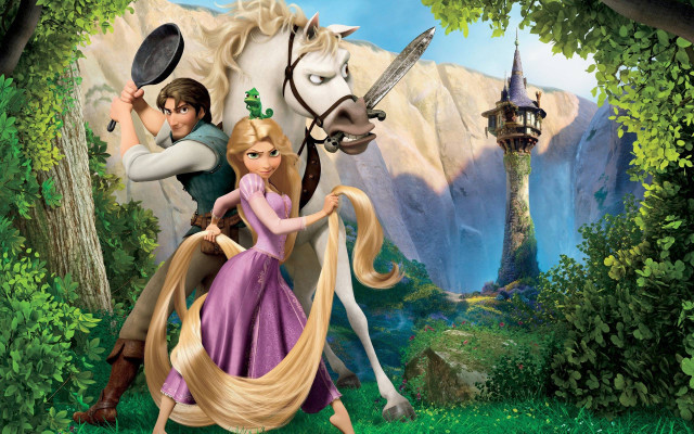 Cartoon man woman horse forest free wallpaper - medium preview image