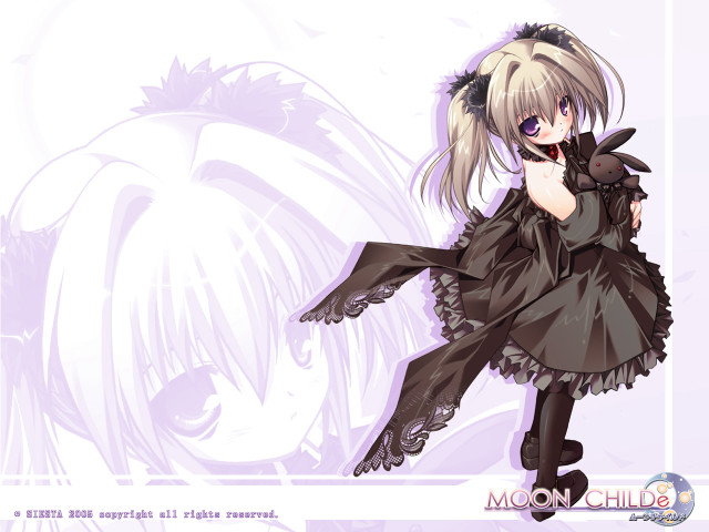 Anime girl black dress cat free wallpaper - medium preview image