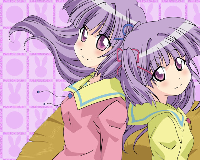 Purple hair anime girls hugging #2 free wallpaper - medium preview image
