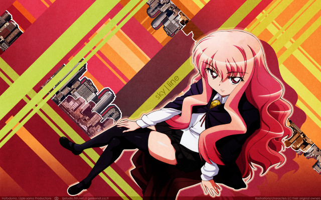 Anime girl red hair sitting free wallpaper - medium preview image
