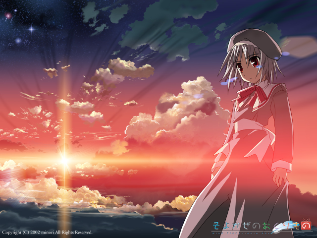 Girl sunset clouds stars bright free wallpaper - medium preview image