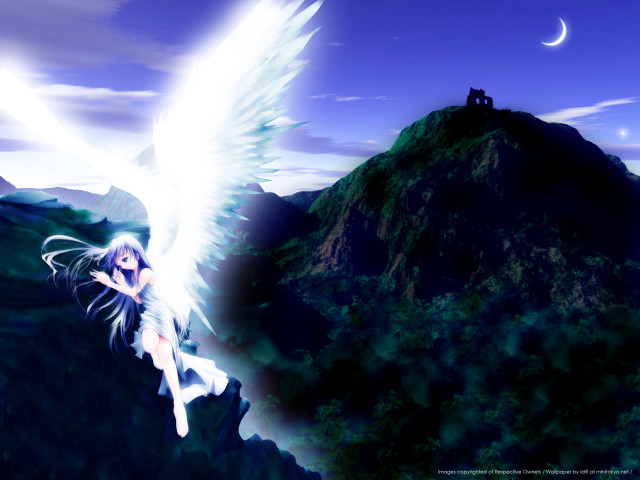 Fairy wings mountain castle moon free wallpaper - medium preview image