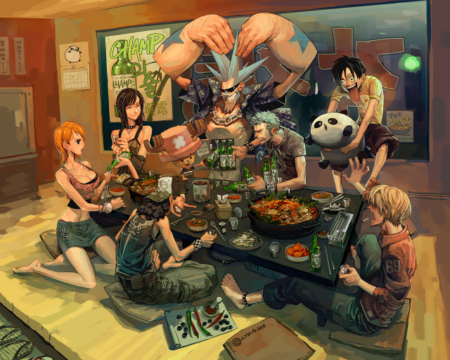Panda table food group illustration free wallpaper - medium preview image
