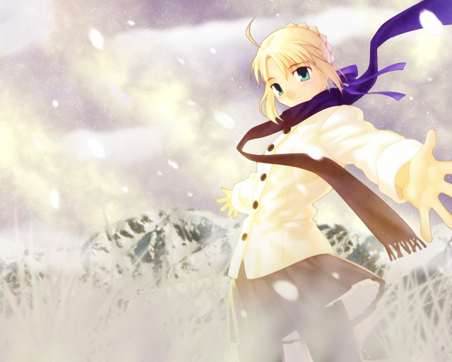Snowy winter neo romantic portrait free wallpaper for desktop - medium preview image