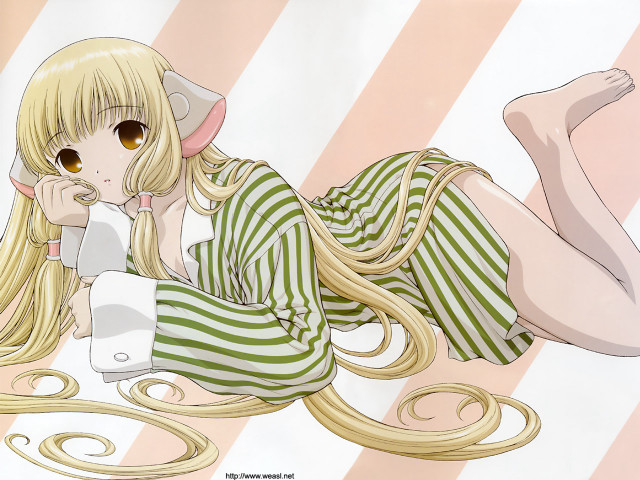Girl long blonde striped kimono free wallpaper - medium preview image