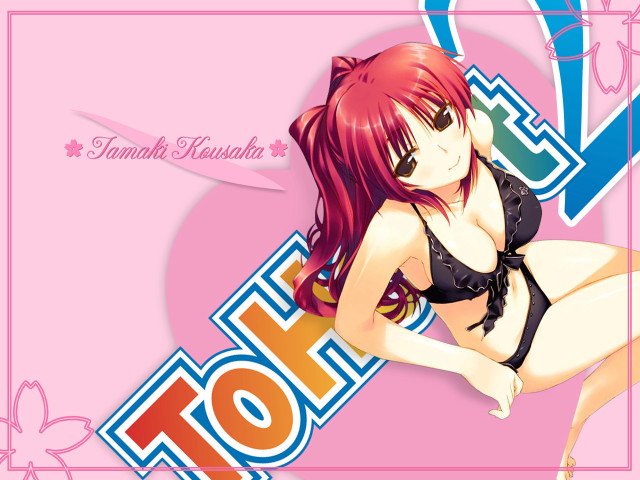 Pink bikini anime blush smile free wallpaper - medium preview image