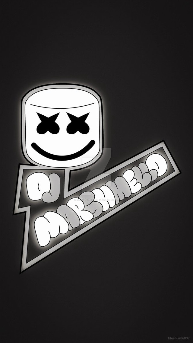 Marshmallow smiley logo black white free wallpaper - medium preview image