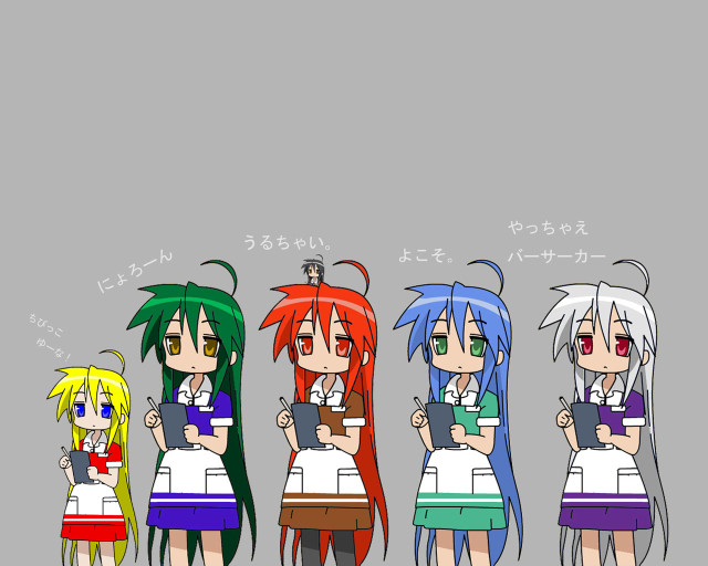 Anime girls colorful hair serafuku free wallpaper - medium preview image