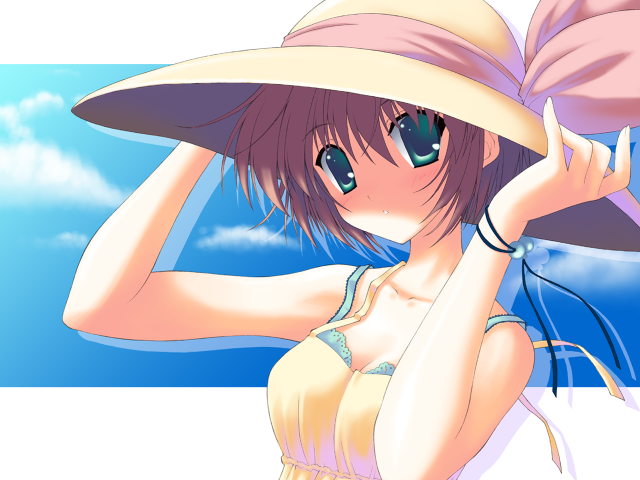 Woman hat sky clouds anime #2 free wallpaper - medium preview image