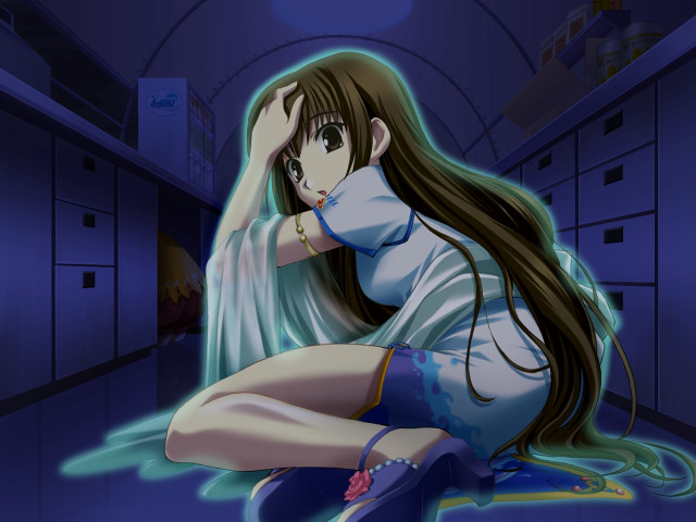 Girl blue hologram ayako rokkaku free wallpaper - medium preview image