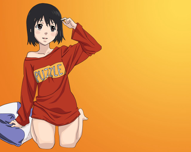 Woman red shirt blue bag free wallpaper - medium preview image