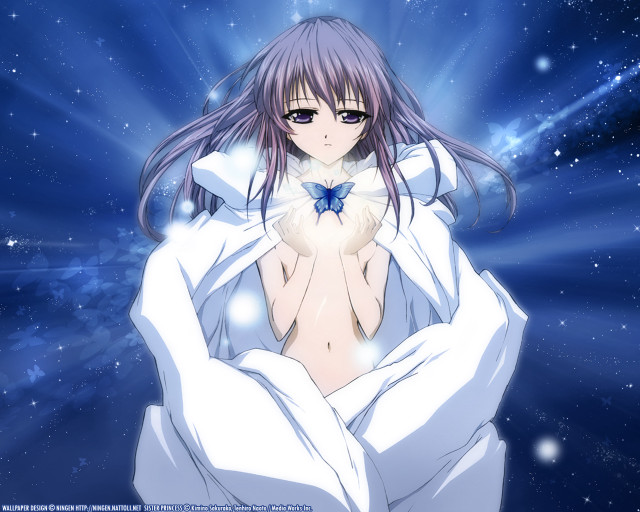 Woman butterfly white dress aurora free wallpaper - medium preview image