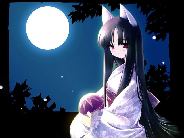 Woman moon cat ears bamboo free wallpaper - medium preview image